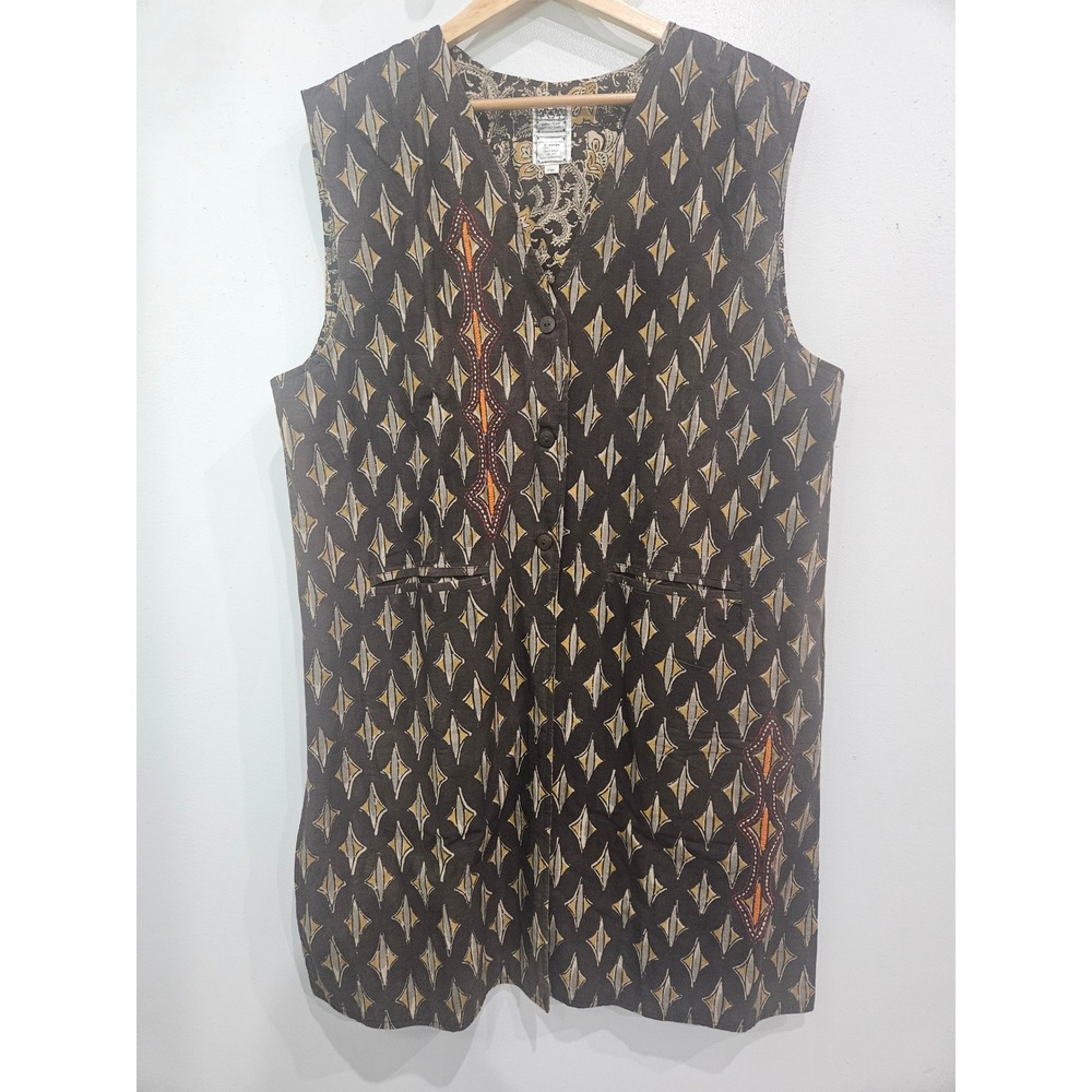 Market Place Dignity Not Charity Reversible Cotton Vest Embroidered Brown 1W